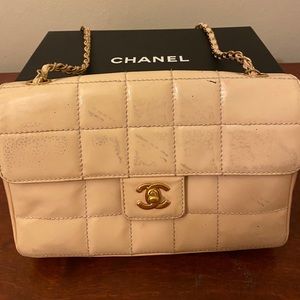 Chanel single flap chocolate bar bag